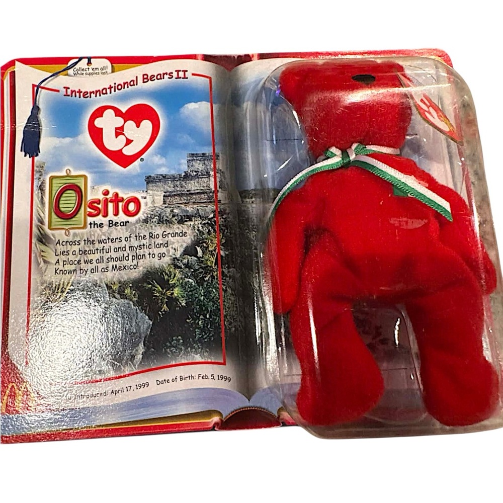 Vintage McDonald’s Ty Beanie Babies Osito Red Bear with Ribbon